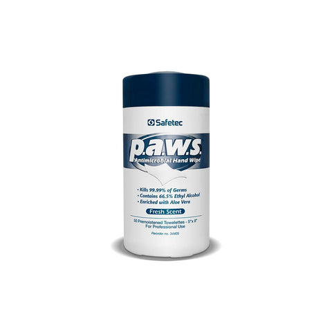 Safetec PAWS Antimicrobial Hand Wipes, 50ct Tub
