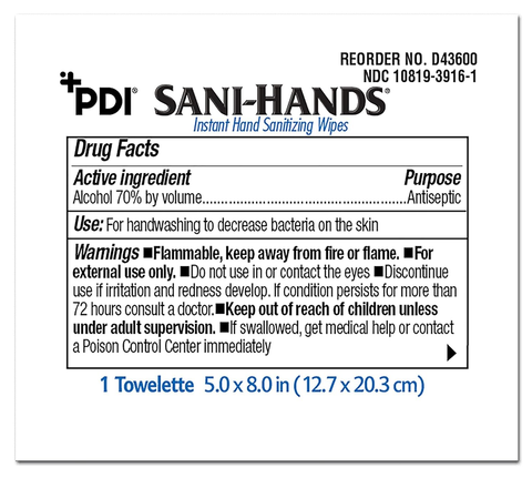 PDI® Sani Hands® ALC Hand Wipes (BX/100)