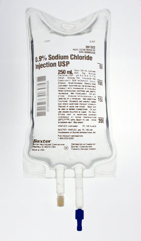 Baxter Sodium Chloride 0.9% Solution, USP, 250mL (multiple options)