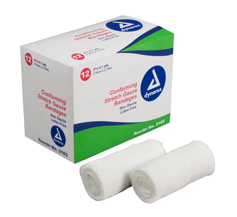 Dynarex® Gauze Stretch Roll, Non-Sterile, 2" (ea)