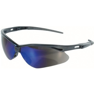 Nemesis Safety Glasses, Black Frame w/Blue Mirror Lens