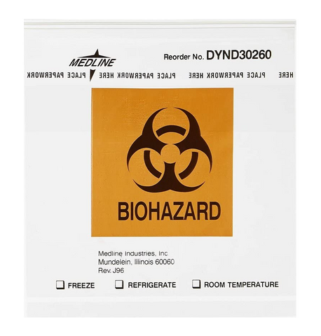 Medline® Zip-Style Biohazard Specimen Bag, Clear, 6" x 6" (PK/100)
