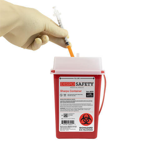 Sharps Container 1qt Red 4.3x3.5x6.5" Slide Lid Plastic Ea
