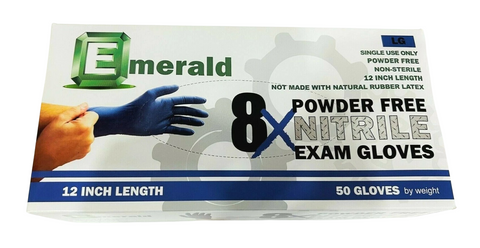 Emerald 8X Powder-Free Nitrile Exam Gloves, Blue, 8 Mil (multiple options)