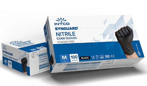 Intco Synguard® Black Nitrile Exam Gloves, BX/100 (multiple options)