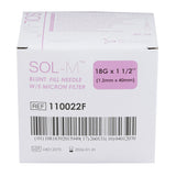 SOL-M Hypodermic Needle 18gx1-1/2" Filtered 100/Bx,