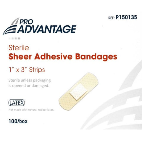 Pro-Advantage Strip Bandage Sheer 1x3" Tan Sterile 100/Bx