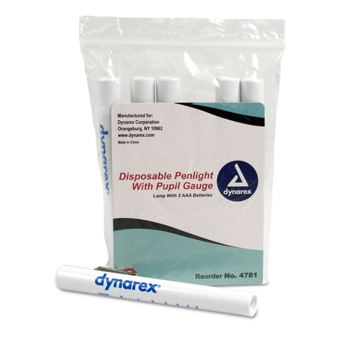 Dynarex Disposable Penlight with Pupil Gauge, 6/Pack