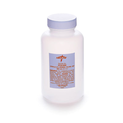 Medline Sterile Saline Solution, 250mL Bottle