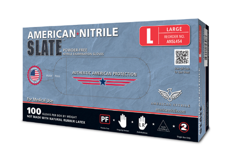 American Nitrile Slate Blue Nitrile Exam Gloves, BX/100 (multiple options)