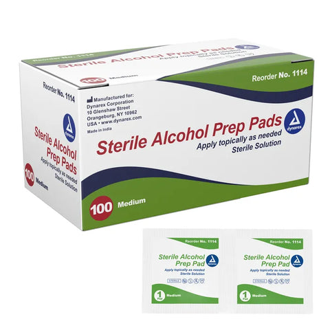 Dynarex® Sterile Alcohol Prep Pads, Medium, 2.36" (BX/100)