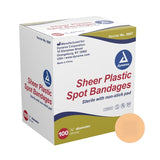 Dynarex® Sheer Spot Bandages Sterile, Round, 7/8" (BX/100)
