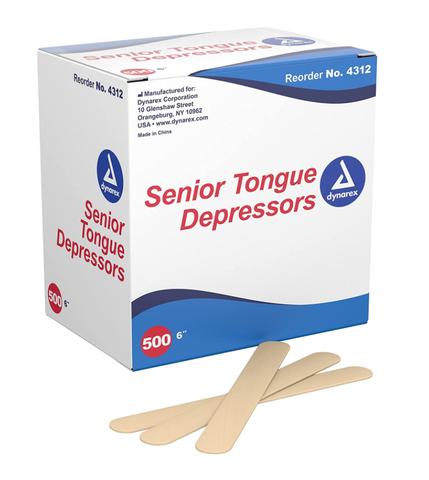 Dynarex® Senior Tongue Depressors, 6" (BX/500)