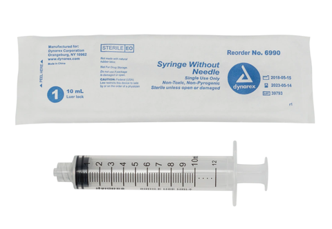 Dynarex® Luer Lock Syringe with Luer Slip, 10cc (BX/100)