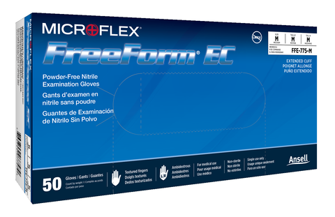 Ansell MICROFLEX® FreeForm® EC Nitrile Gloves, BX/50 (multiple options)